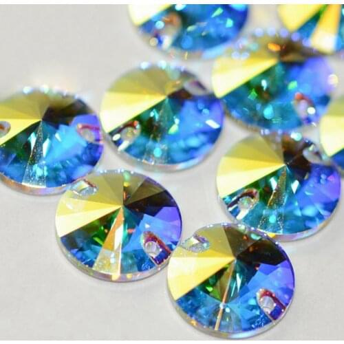 3200 Crystal AB Sew On Rhinestones Different Sizes flatback Round Rivoli Sewing Strass For Jewelry Dress Crafts Clothes Garment