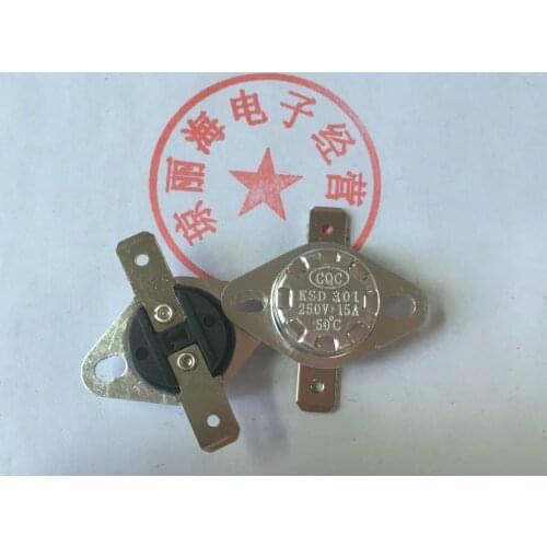 5pcs/15A 250V Temperature control switch KSD301 60 degree Normally closed Jump type Thermostat Temperature switch