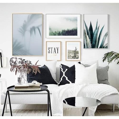 Abstract Spray Color Fog Forest Scenery AloeText Canvas Painting Wall Frameless Picture Printing Poster Living Room Decoration