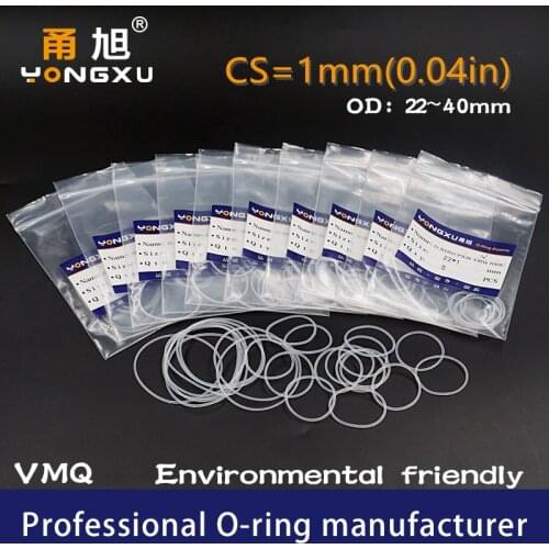 10PCS/lot White Silicon O-ring Silicone/VMQ CS1mm Thickness OD22/23/24/25/26/27/28/30/34/40*1mm O Ring Seal Rubber Gasket Ring