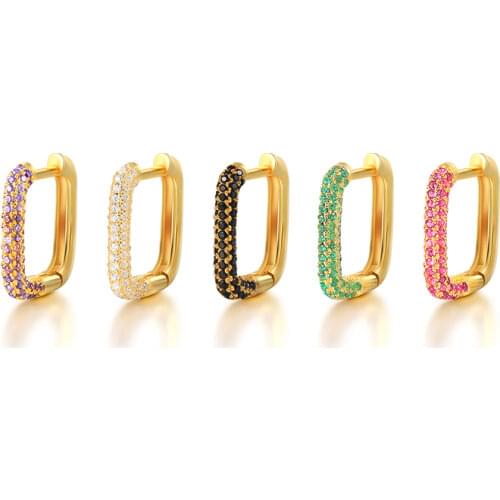 CANNER 1pcs Simple Square Hoop Earring For Women Pendientes Plata 925 Women Jewelry Accessories Zircon Earrings Jewelry Kolczyki