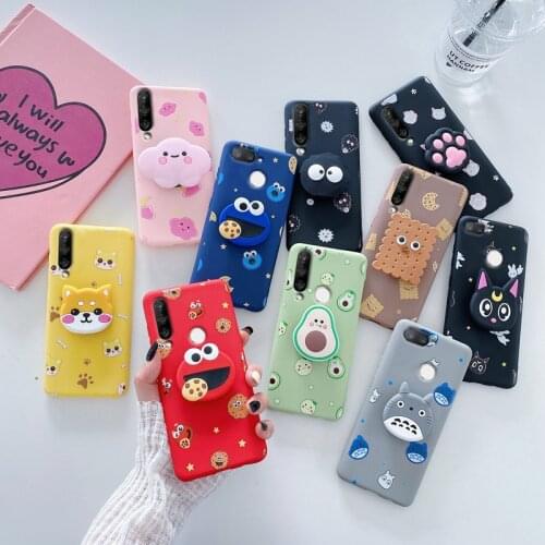 Silicone Cute Cartoon Phone Holder Case For Huawei Honor 10 Lite 10i Nova 3i P smart Plus 2018 2019 Z Anime Finger Stand Cover