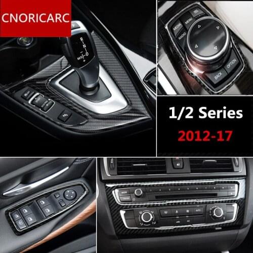 CNORICARC Center Console Gear Shift panel decoration decals Carbon fiber Interior CD Frame Trim for BMW 1 2 Series 2012-17