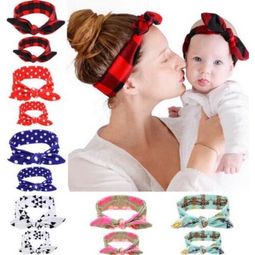 DHL 100set 2PCS/Set Mom Mother & Daughter Kids Baby Girl Headband Hair Band Accessories