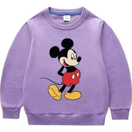 Disney Mickey Mouse Hoodie Cartoon Print Baby Girls Hooded Sweatshirts Childrens Clothes Girls Boys Pullovers Outwear