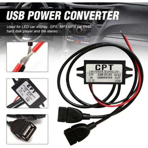 Dual Double 2 USB DC-DC Car Converter Module 12V To 5V 3A 15W Power Adapter Used for LED Car Display GPS Over Voltage Protection