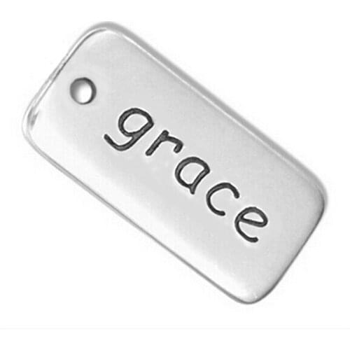 Double sided engraved grace message charm grace alloy jewelry making accessory for bracelet or necklace