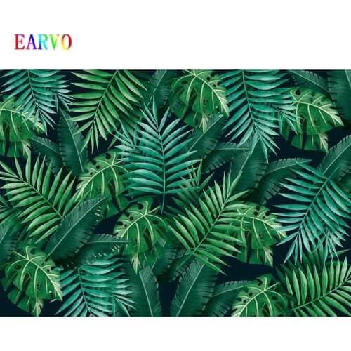 EARVO Jungle Party Tropical backdrop photo Summer ALOHA Palms Green Leaves Birthday Photo Backgrounds For Photography Backdrops