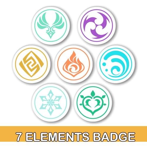 Genshin Impact 7 Elements Badge 58MM Brooch Custom Personalized Game Cosplay Pyro Electro Clothing Backpack Accessories Gift