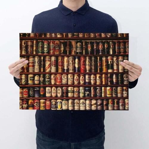 Coffee Beer Weapon Wine Collection Poster Cafe Bars Decor Decorative Paintings Vintage Poster Retro 51*35 cm Wall Stickers