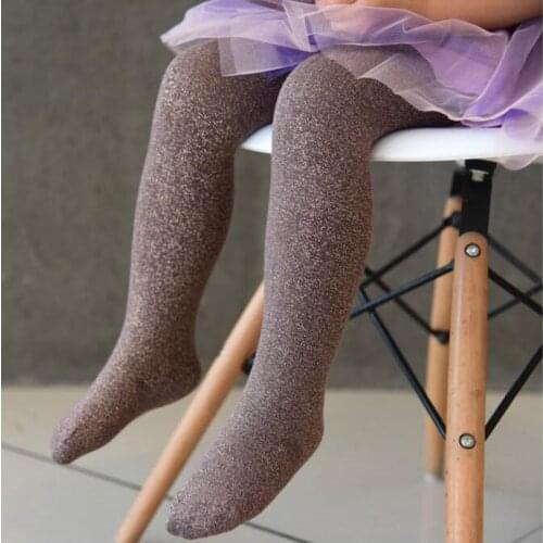 Spring Autumn Gold Wire Children Tights For Baby Girls Kids Pantyhose Tights Stockings For Girls Dance Tights