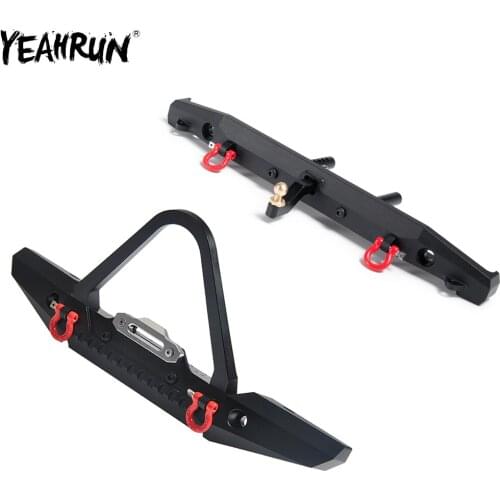 YEAHRUN Metal Front Rear Bumper with LED Lights For 1/10 Traxxas TRX-4 TRX4 RC Crawler Car Upgrade Parts