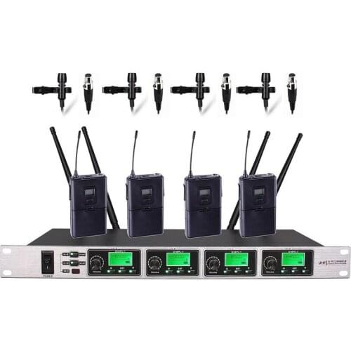 Bolymic Vocal microphone 4 Channel PLL UHF Wireess Microphone System professional stage church theater singer microphone