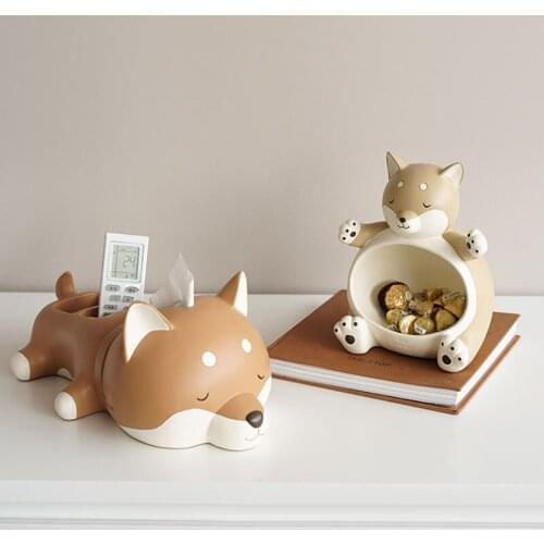 Cute Shiba Inu Multifunctional Storage Box Modern Minimalist Living Room Remote Control Tissue Box Creative Home Accessories
