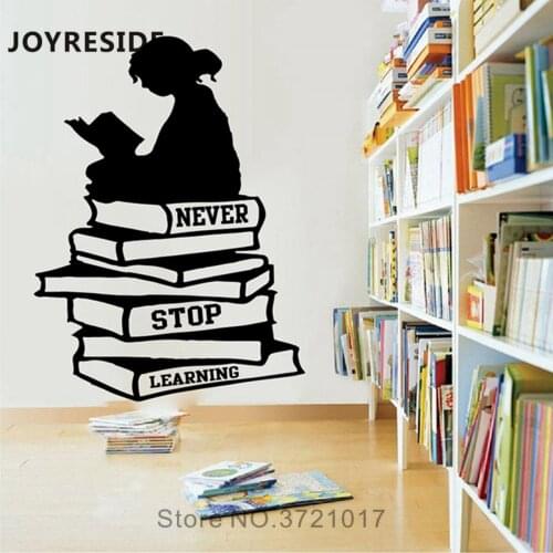 Girl Reading Girls Pattern Wall Stickers Home Kids Rooms Decor Wall Stickers Books Girls Read Baby Children Wall Sticker M280