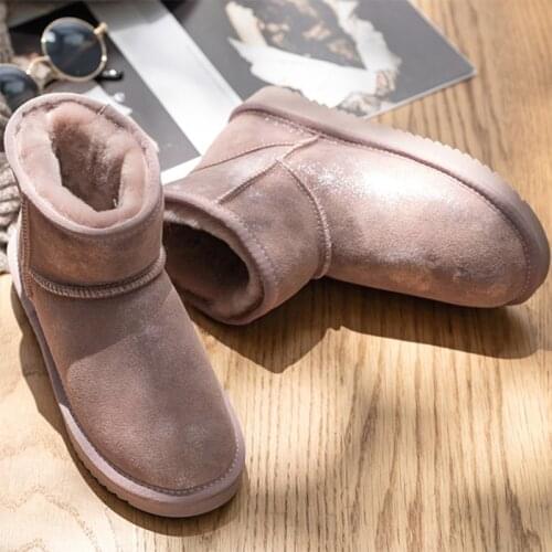 New fashion 100% genuine cowhide leather snow boots Australia classic womens boots warm winter plus size womens shoes