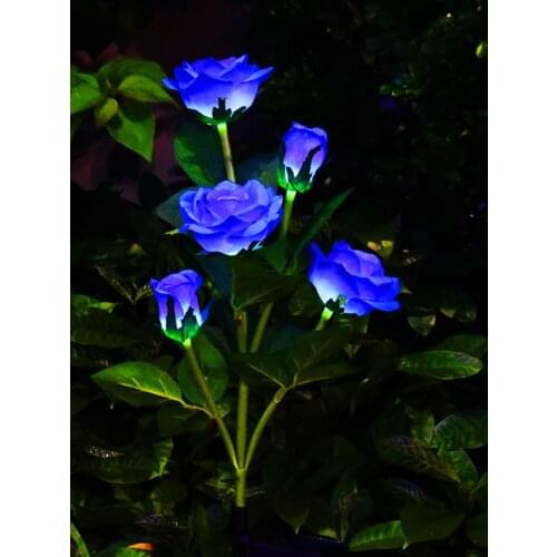 2021 NEW Solar Rose Flowers Lights Waterproof LED Lawn Lamp For Outdoors Garden Patio Backyard Decoration Led Solar Rose Light