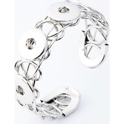 Punk metal 3 snap button bracelets bangle cuff (fit 18mm 20mm Snap) XH9039