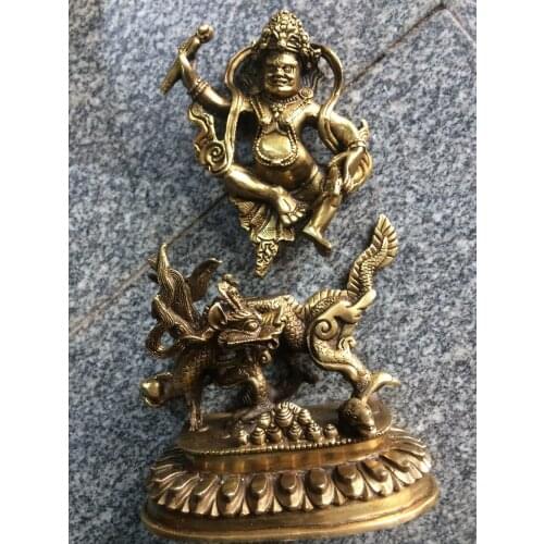 MOEHOMES Chinas rare Ride the dragon king Vajra dharma brass copper fengshui buddha statue Metal crafts home decorations