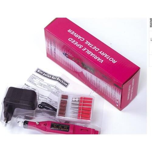 20000RPM NEW PINK Professional Pen-Shape Electric Nail Art File Drill + 6 File Bits Tool #66BU=EF5GF+54+EF6(110V&220V)+97##F