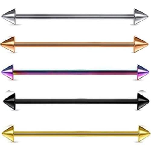 JUNLOWPY 14G Stainless Steel Industrial Barbell Earring Cartilage Body Piercing Jewelry 38mm 1&1/2 Inch Industrial Piercing Bar