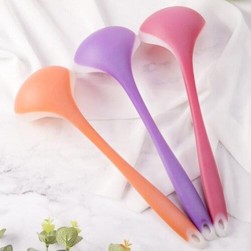 18 CM Silicone Utensils Kitchenware Semi-Transparent Soup Spoon Long Handle Colorful Kitchenware Kitchen Cooking Tools
