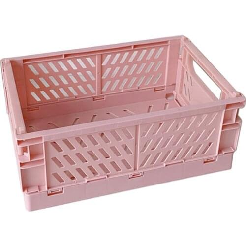 Collapsible Crate Plastic Folding Storage Box Basket Utility Cosmetic Container