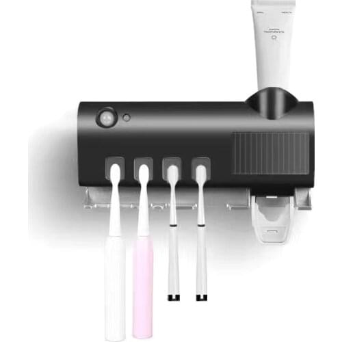 Smart Toothbrush Holder UV Toothbrush Disinfection Solar +USB Charging Automatic Toothpaste Dispenser Bathroom Accessories