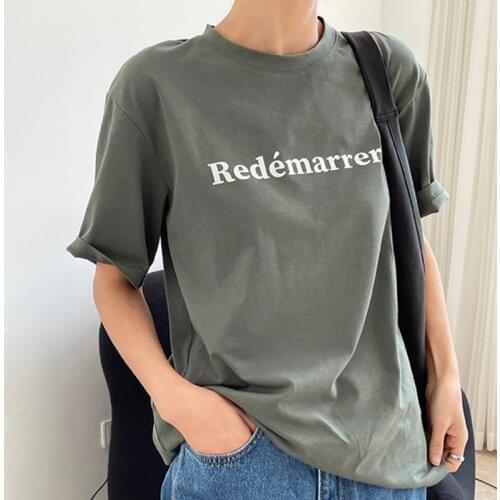 2021 New Summer Fashion Female T-shirt Letter Print Loose High Quality Women Tee Cotton Casual Elegant Ladies Tops T61