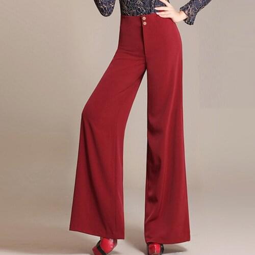 Summer Spring Office Lady Woman Wine Red Black Green Wide Leg High Waisted Trousers , Fashion Elegant Slim Pants For Women
