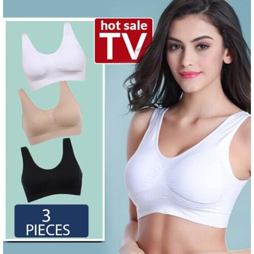 3PCS/lot Seamless Bra With Pads Plus Size s For Women Active Wireless ssiere Push Up Big Vest BH 5XL