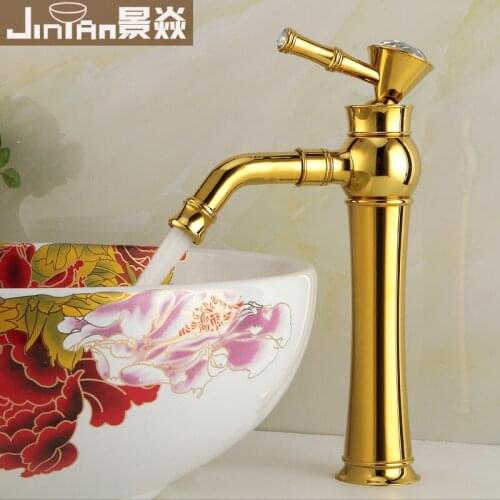 European-style golden faucet basin faucet table basin faucet rotating copper faucet with drill copper