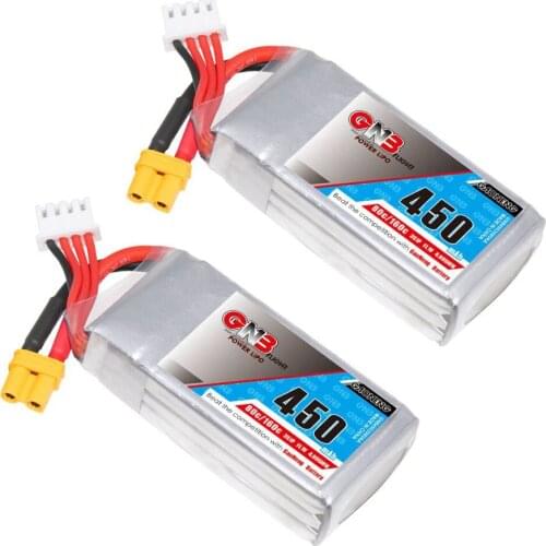 2PCS Gaoneng GNB 450mAh 11.1V 80C 3S Lipo Battery XT30 Plug for Torrent 110 RC FPV Racing Drone RC Helicopter parts