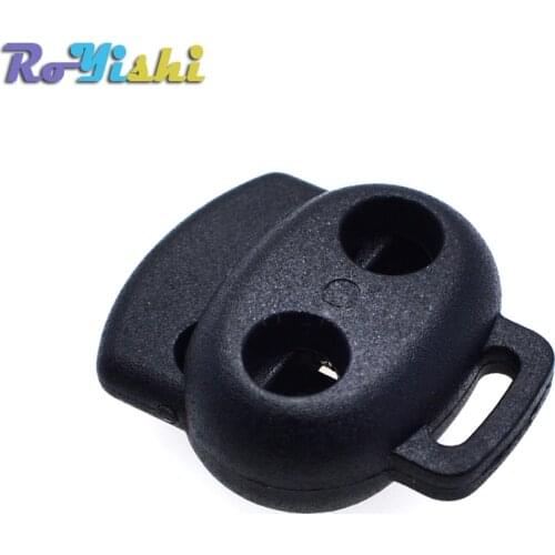 20pcs/pack 2 Holes&Webbing Hole Cord Lock Stopper Plastic Toggle Clip Black Size:23mm*15mm*8.5mm