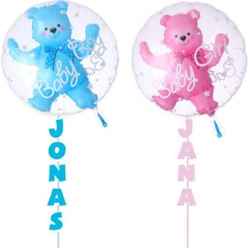 24inch Cartoon Baby Boy Bear or Girl Blue Pink Bubble Bear Foil Balloons Birthday Baby Shower Decorations Kids Toys Ball in Ball