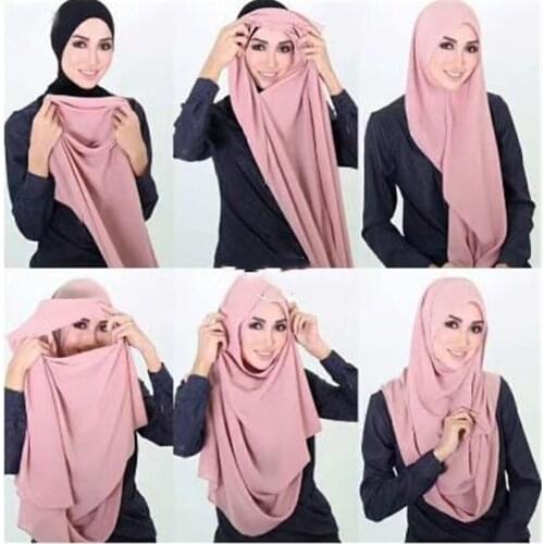2021 spring and summer 75*180 cm lazy pearl chiffon long scarf monochrome scarf wedding hijab
