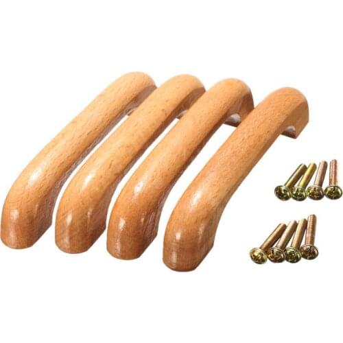 96mm 4pcs Solid Wood Cabinet Handle And Knobs Wood Mushroom Furniture Round Drawer Furniture Small Pulls