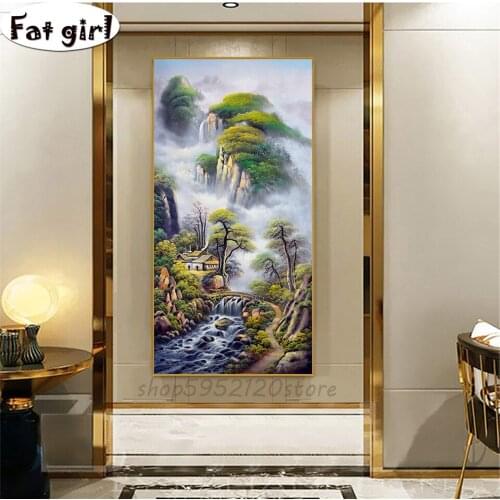 Diamond painting embroidery Landscape painting natural scenery HD print mosaic square round 5D Handicrafts Vertical version