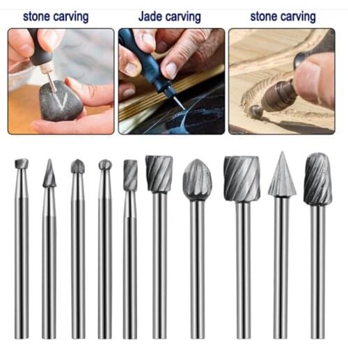 Antioxidant Wear Resistant Soft Materials Sculptor Wood High Speed Steel 10pcs/set Slotting Carving Grinding Head