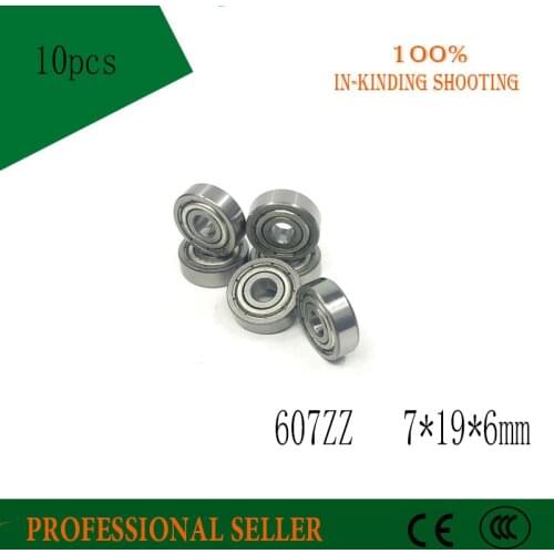 Free shipping 607ZZ Bearing ABEC-5 10PCS 7x19x6 MM Miniature 607Z Ball Bearings 607 ZZ EMQ Z3 V3