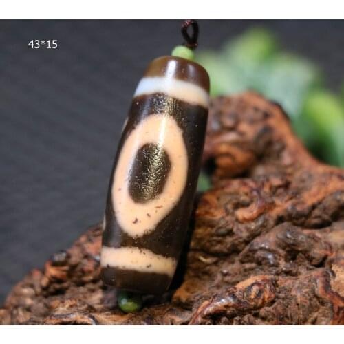 Big Treasure Talisman Energy Magic Tibetan Oily Old Agate Patina Harmonious Heaven&Earth dZi Bead Amulet 3A2 Timestown