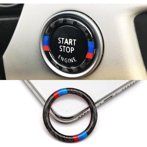 For BMW 3 series E90 E92 E93 E89 Z4 M Sport Carbon Fiber Engine Start Stop Push Button Ignition Key Ring Decor Trim