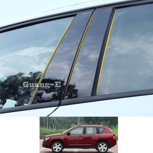For Jeep Compass 2007 2008 2009 2010-2015 Car PC Material Pillar Post Cover Door Trim Window Piano Black Molding Sticker
