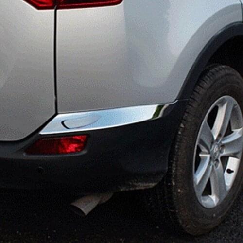 For Toyota RAV4 2016 2017 2PCS Chrome ABS Car Rear Corner Bumpers Protector Sill Strips Cover Trim Decorative Styling Accessory