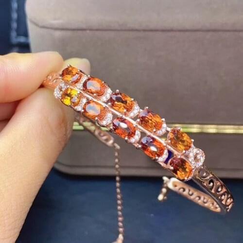 Elegant Gift for Your Wife New Coming 100% Natural and Real Garnet Bangle 925 sterling silver Garnet Bangle