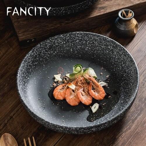 FANCITY Ceramic deep mouth soup plate, home creative personality soup bowl, large dish, round soup bowl