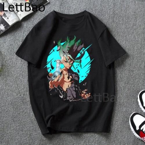 Dr Stone Anime Graphic Cartoon Printed T-Shirt Men Shirt Female Tee Shirt Women Streetwear Tops Graphic Short Sleeve T-shirts