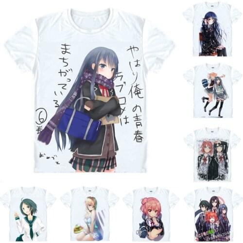 Coolprint Anime Shirt SNAFU OreGairu Hamachi T-Shirts Short Sleeve Yukino Yukinoshita Yui Yuigahama Cosplay Motivs Hentai Shirts