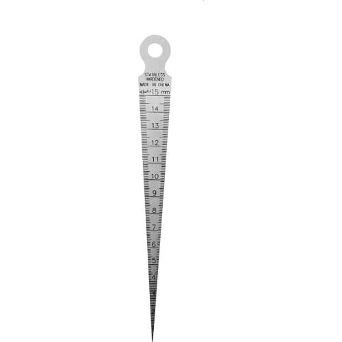 Stainless Steel Gap Gage Wedge Cone-Size Wedge Ruler Diameter Scale 1-15mm with Hole Ruler Woodworking Double Side Scale