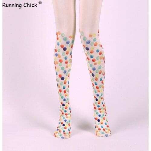 RUNNING CHICK Pop Color Dot Marbled Print Pantyhose Wholesales